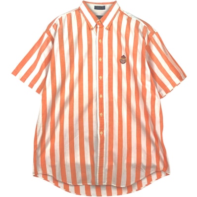 古着 80年代 ラルフローレン Ralph Lauren CHAPS チャップス 半袖 ボタンダウン ストライプシャツ メンズL相当 ヴィンテージ/eaa640959