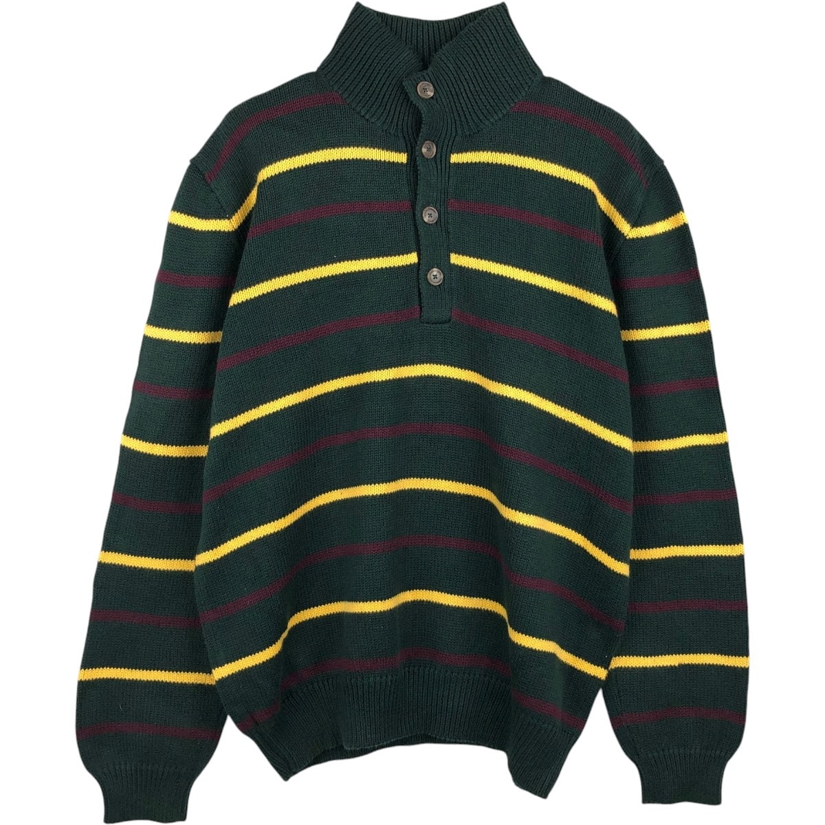 古着 ラルフローレン Ralph Lauren POLO by Ralph Lauren ボーダー柄 ハーフボタン コットンニットセーター メンズL相当/eaa684319