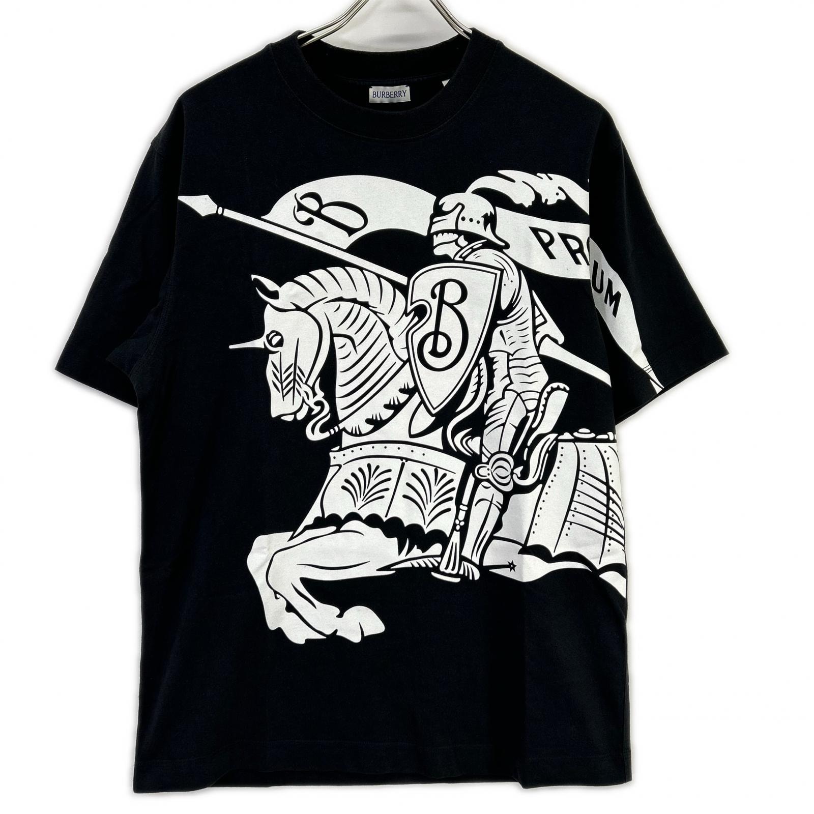 バーバリー 24ss 8095058 ブラック ビックロゴ 半袖Tシャツ M