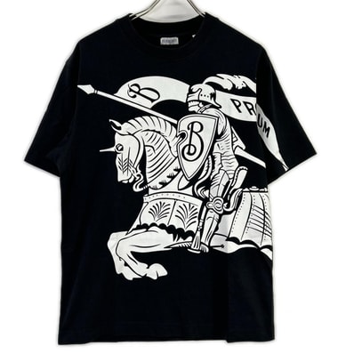 バーバリー 24ss 8095058 ブラック ビックロゴ 半袖Tシャツ M