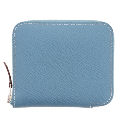 HERMES エルメス アザップ シルクイン コンパクト コインケース H086388 ヴォーエプソン ブルー ブルージーン シルバー金具 B(2023)刻印 レディース【中古】