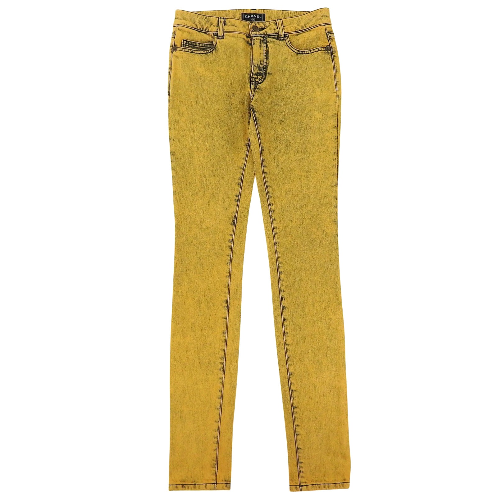 極美品 シャネル デニムパンツ イエロー系 レディース 34 P49877