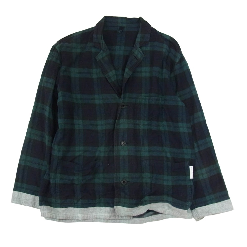 uniform experiment ユニフォームエクスペリメント ジャケット UE-212034 LINE FLANNEL EASY JACKET ブラックウォッチ チェック フランネル イージー テーラードジャケット ネイビー系 4【中古】