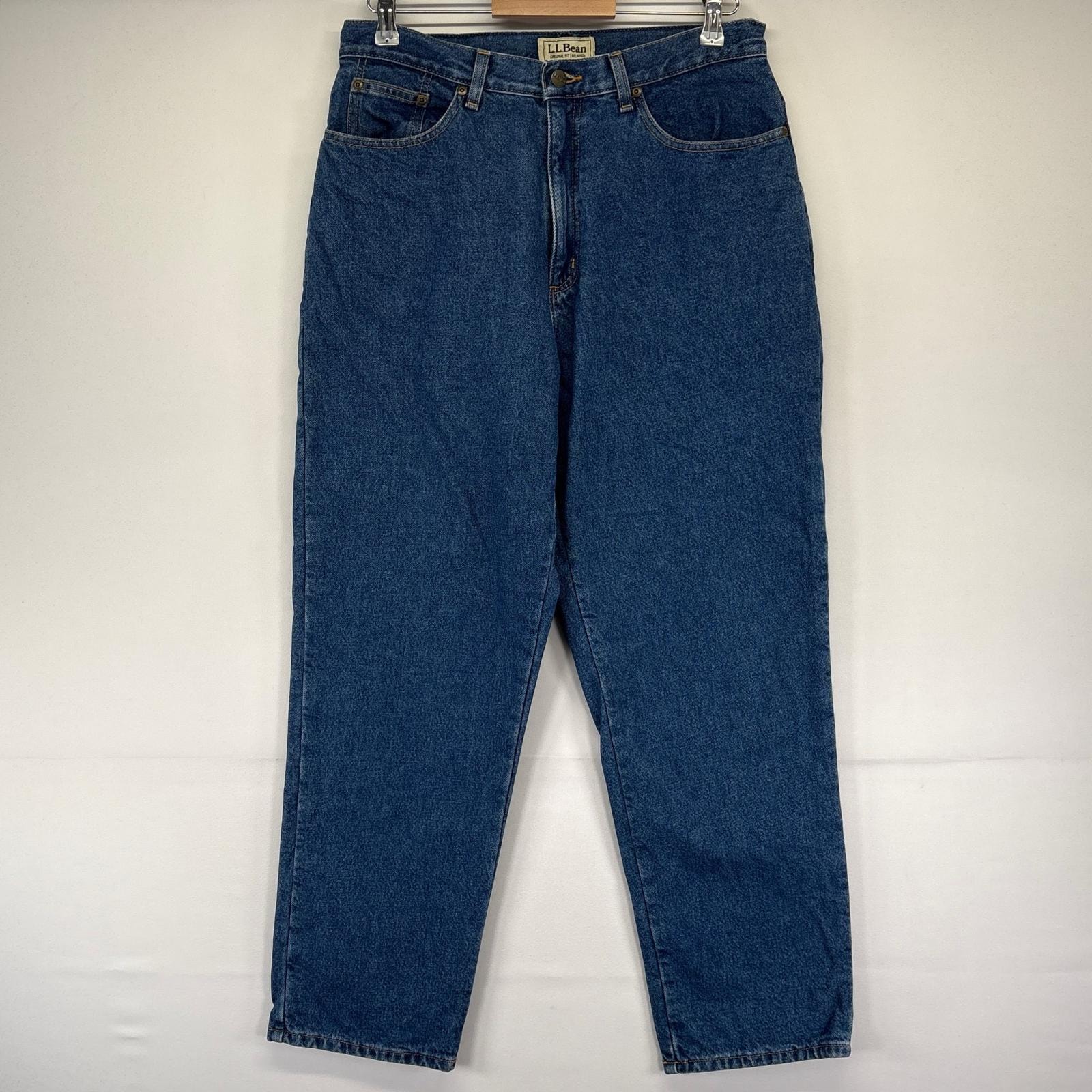 古着 エルエルビーン L.L.Bean デニム パンツ Gパン ライナー付 5ポケット テーパード 裏地付 14REG(レディース) ブルー系 レディース