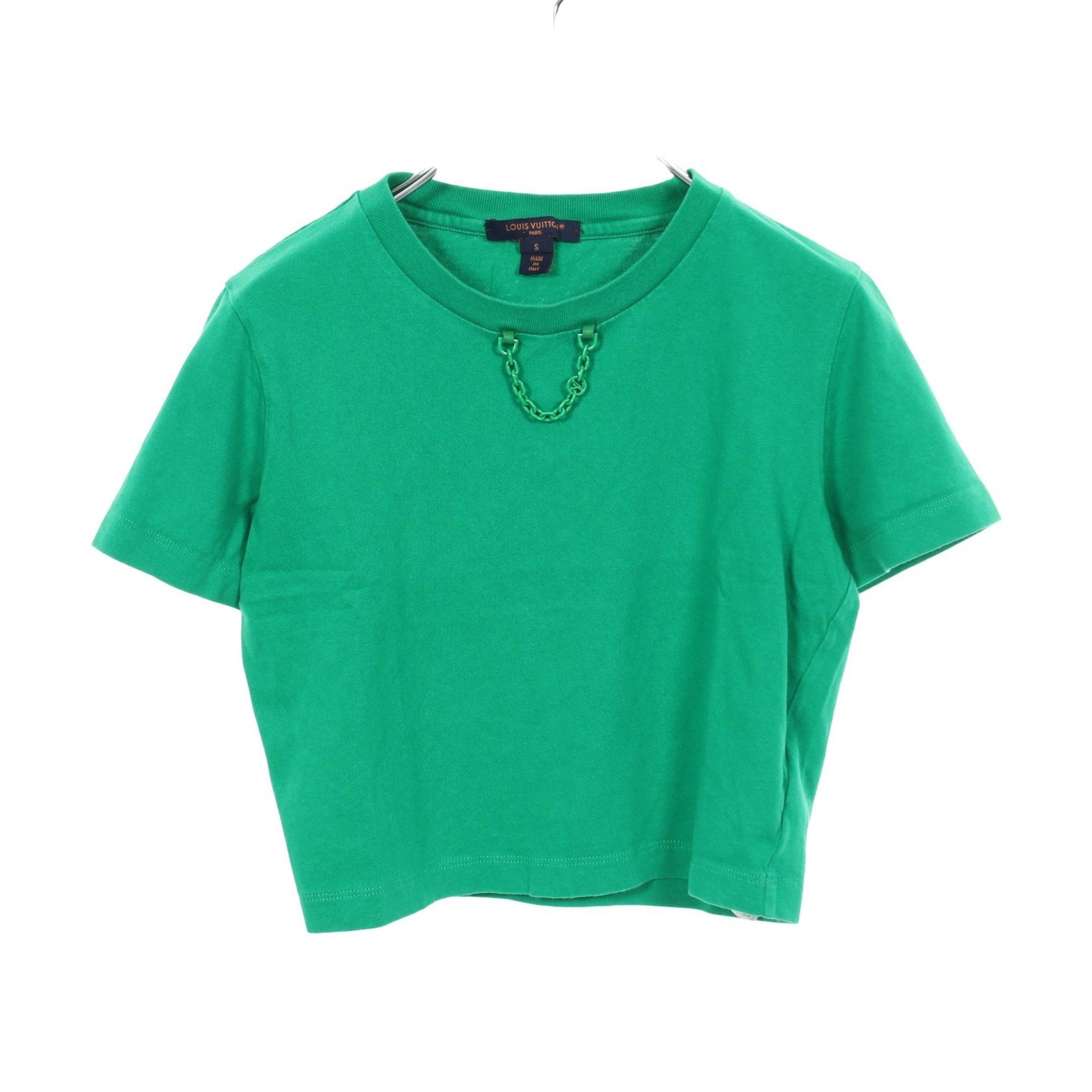 ルイ・ヴィトン LOUIS VUITTON チェーン付き 半袖Tシャツ 衣料品 トップス コットン レディース グリーン系 RW232J OB0 FOTS40 【中古】