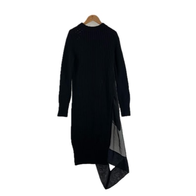 極美品 Sacai サカイ シフォンドッキング ニット 21-05666 プレーン 秋冬 AW ワンピース ウール/ポリエステル ブラック レディース 1【古着】【中古】