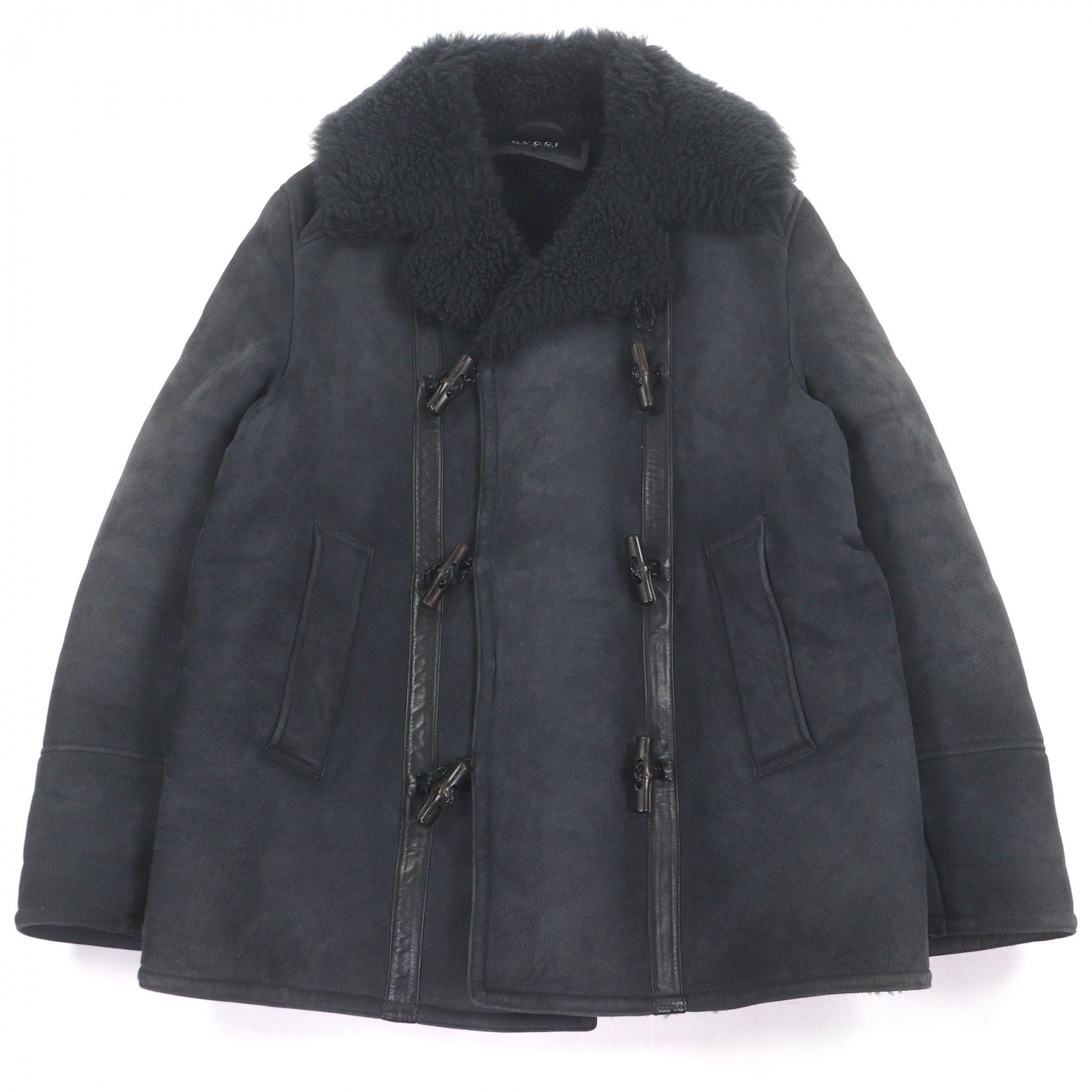 美品 グッチ ムートンコート ブラック メンズ 50 327734