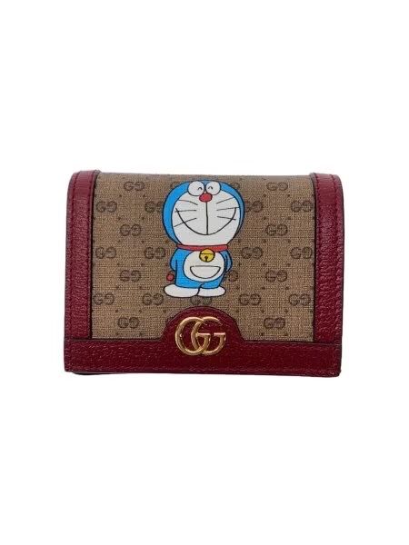 グッチ x ドラえもん GGスプリーム キャンバス ミニウォレット "ベージュ/エボニー/チェリーレッド" 647788 2TWAG 8580