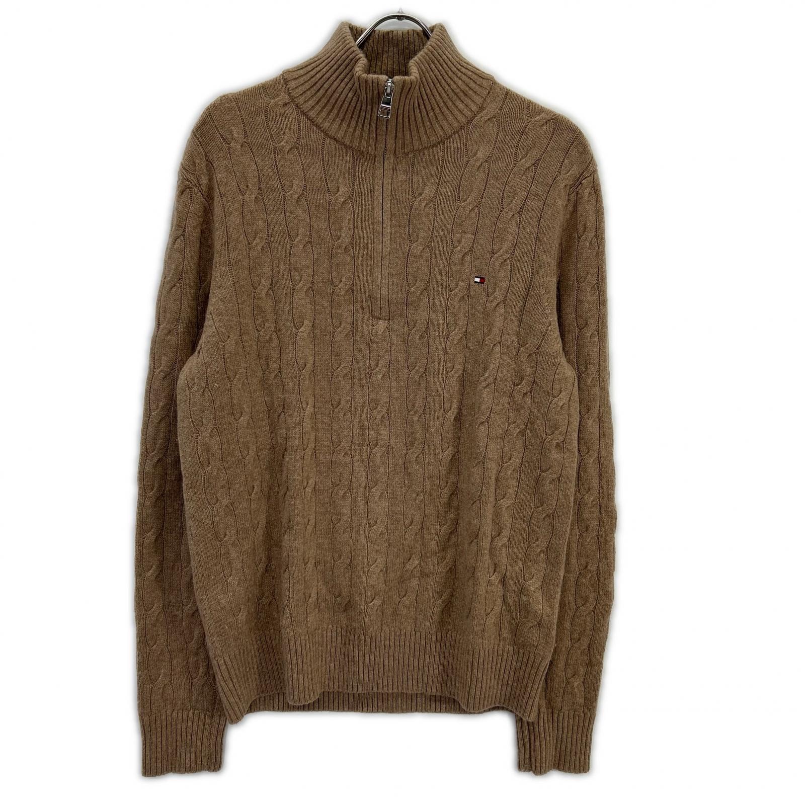トミーヒルフィガー MW40443 25年 ラムウールブレンドケーブルハーフジップセーター M