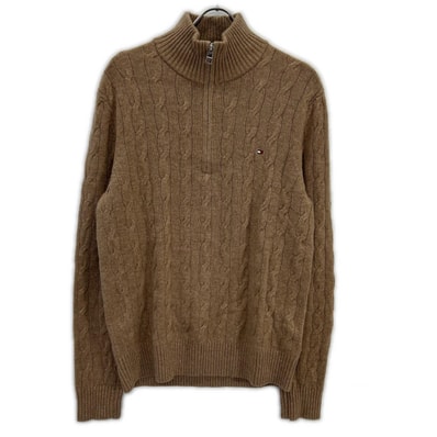 トミーヒルフィガー MW40443 25年 ラムウールブレンドケーブルハーフジップセーター M