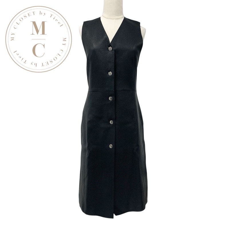 エルメス HERMES アウター 鹿革 ブラック ロングベスト ジレ セリエボタン