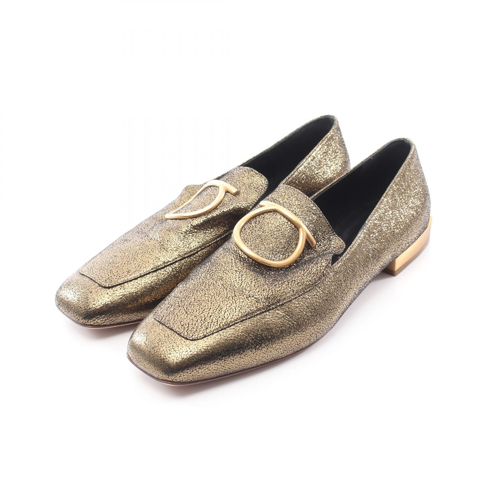 サルヴァトーレフェラガモ Salvatore Ferragamo LANA ガンチーニ ローファー 靴 レザー レディース ゴールド系 【中古】