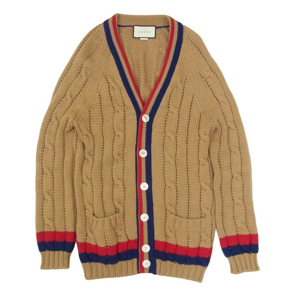 GUCCI グッチ 474111 ケーブル ニット カーディガン ブラウン系 0 【中古】