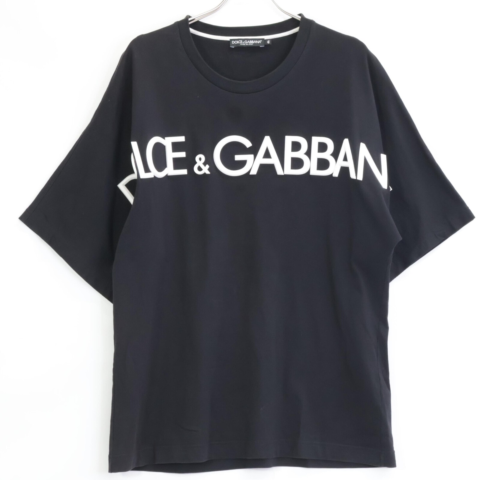 ドルチェアンドガッバーナ G8PC4Z HU7MA ブラック シリコンビッグロゴ 半袖 Tシャツ 46