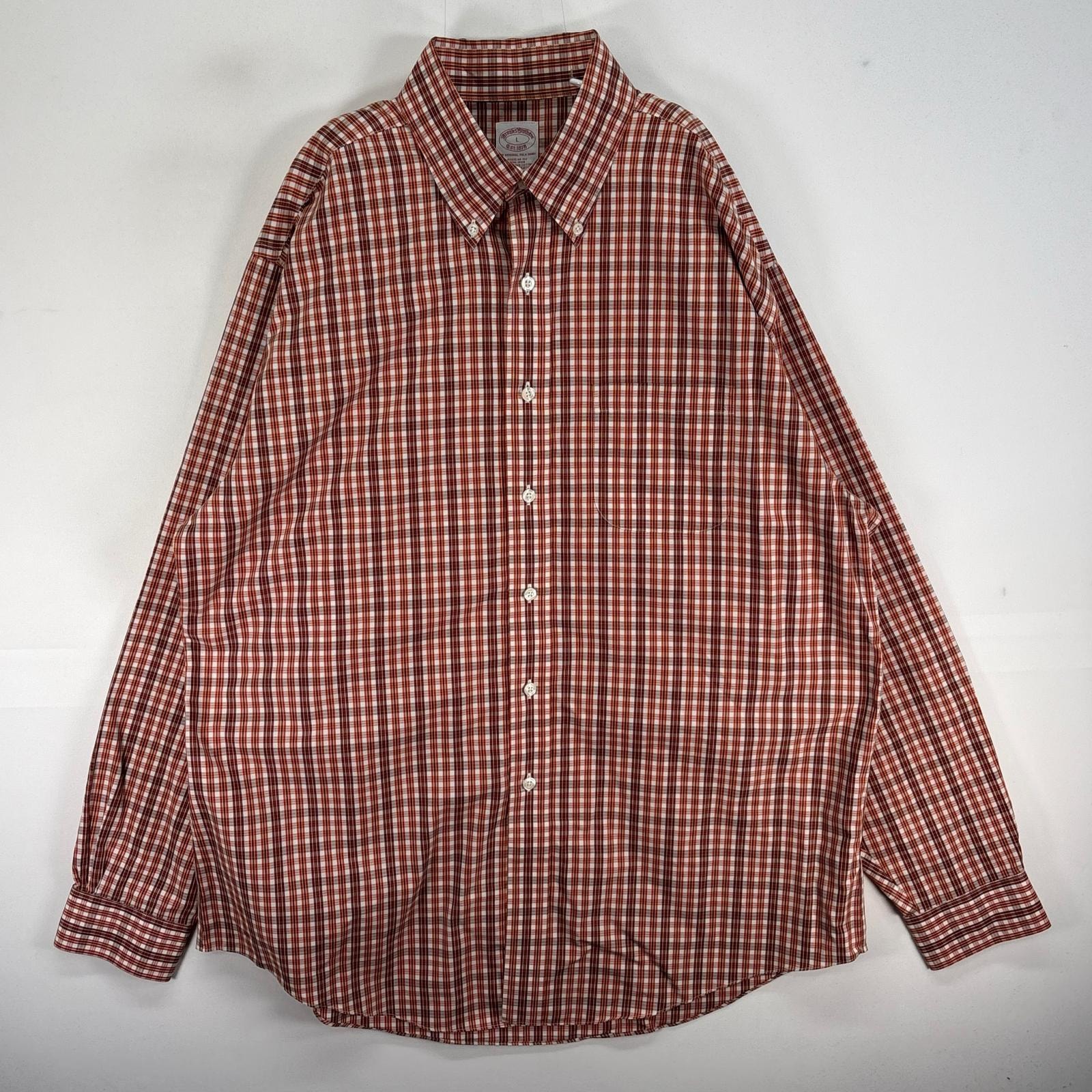 古着 ブルックスブラザーズ Brooks Brothers 長袖シャツ チェック 胸ポケ ボタンダウン L オレンジ系 マルチカラー メンズ