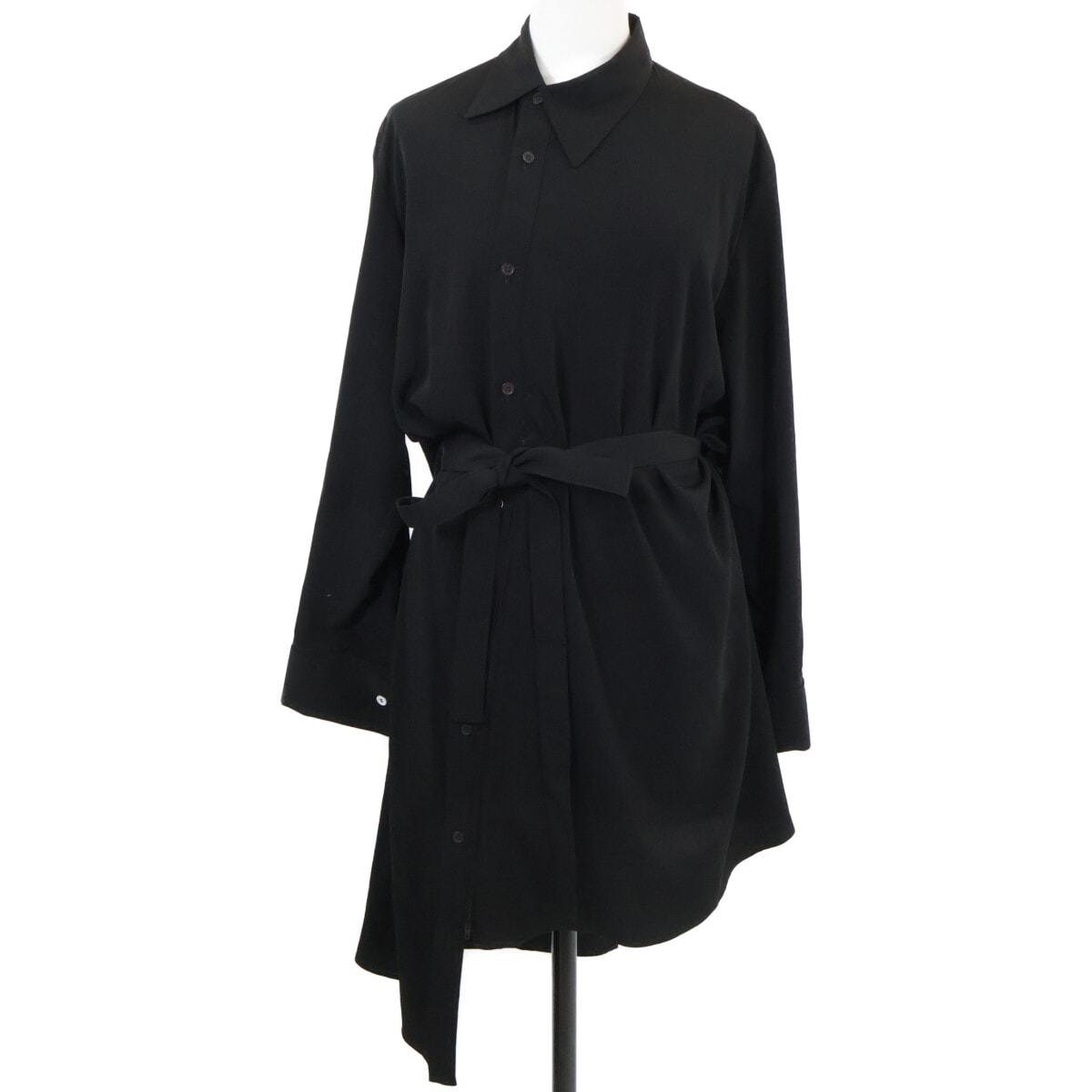 レギュレーション ヨウジヤマモト 【24SS】FY-B55-500 CHINE R-FRONT ZIP SHIRT アシメントリーデザイン ベルト付 ロングシャツ 1