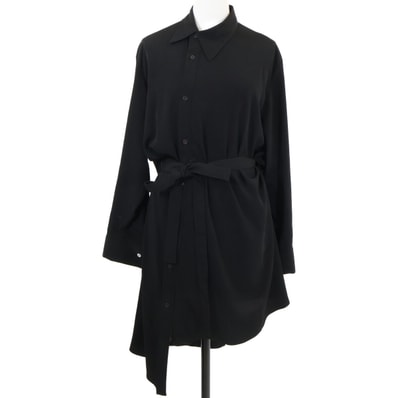 レギュレーション ヨウジヤマモト 【24SS】FY-B55-500 CHINE R-FRONT ZIP SHIRT アシメントリーデザイン ベルト付 ロングシャツ 1