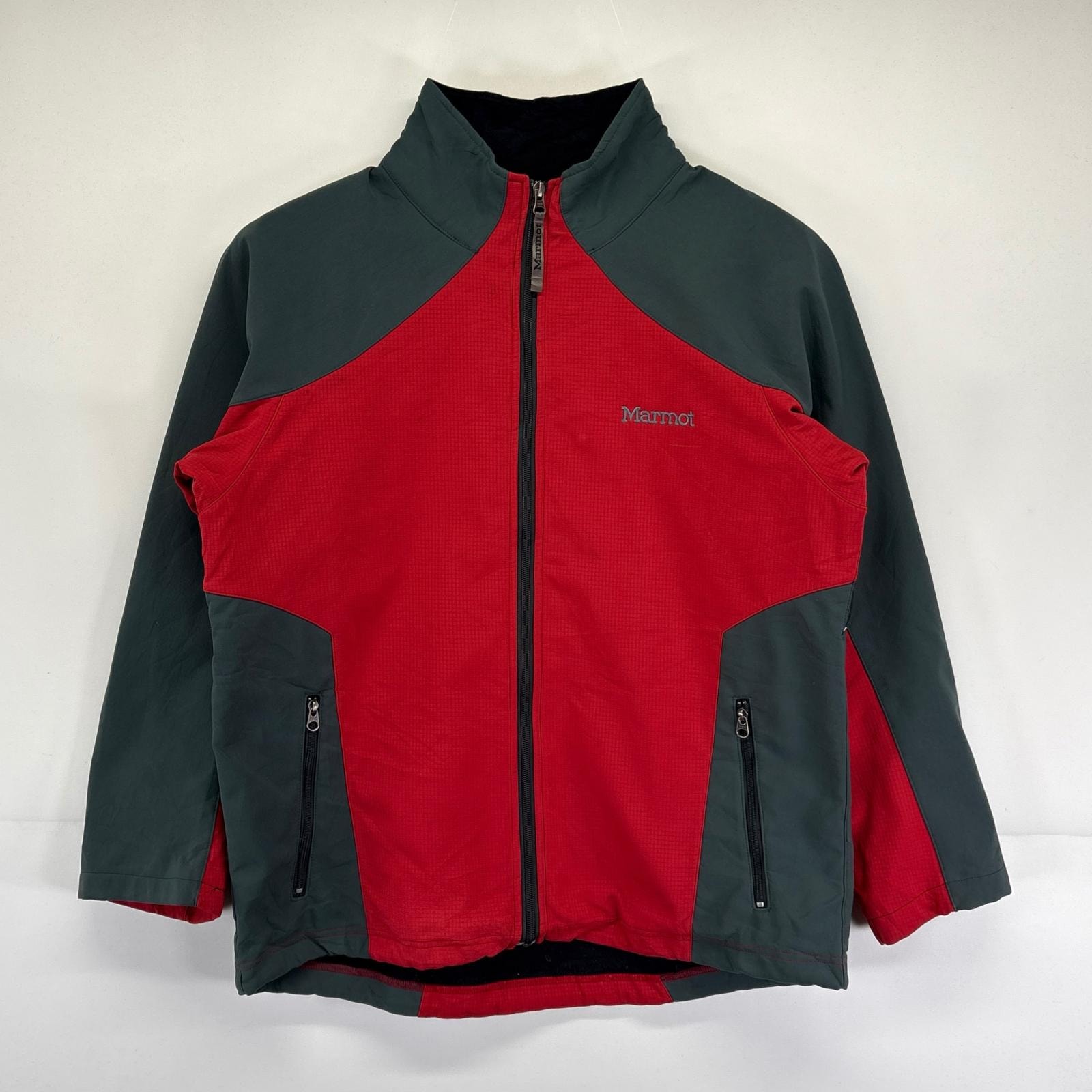 古着 マーモット MARMOT ジャケット ソフトシェルジャケット 裏地フリース ワンポイントロゴ L  レッド メンズ