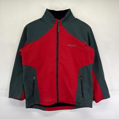 古着 マーモット MARMOT ジャケット ソフトシェルジャケット 裏地フリース ワンポイントロゴ L レッド メンズ