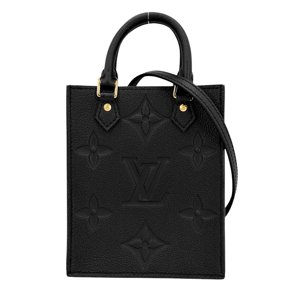 LOUIS VUITTON ルイヴィトン 2WAY モノグラムアンプラント プティットサックプラ ミニショルダーバッグ ハンドバッグ 肩掛け 斜め掛け ポシェット ブラック 黒 M81417 ノワール ゴールド金具 レディース 美品【中古品】
