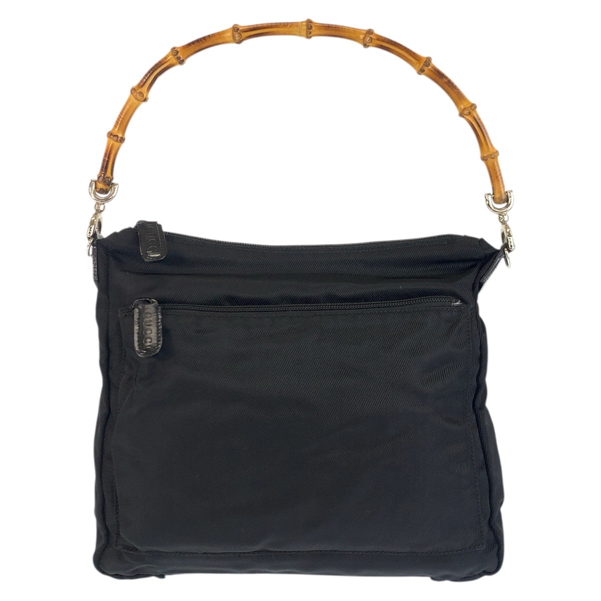 美品 GUCCI グッチ バンブー ブラック 黒 シルバー金具 ナイロン ハンドバッグ 602320 【中古】