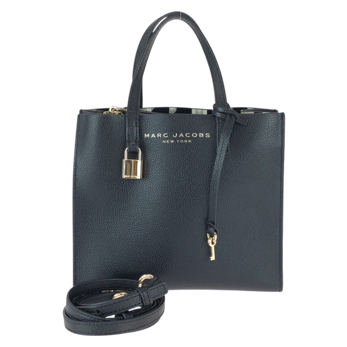 美品 MARC JACOBS マークジェイコブス グラインド ブラック 黒 ゴールド金具 レザー ショルダーバッグ トートバッグ 2way 603907 【中古】