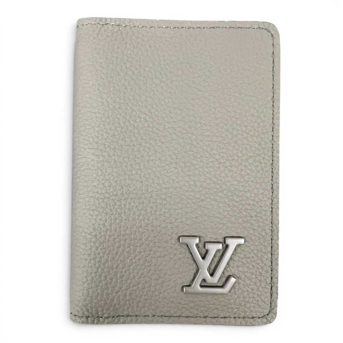 LOUIS VUITTON 展示品級 ルイヴィトン オーガナイザー ドゥポッシュ アエログラム カードケース M82277 レザー RFID確認済 グレー パスケース スタンプ付 LV ヴィトン 美品 SAランク 中古 鑑定済 ヴィトン財布