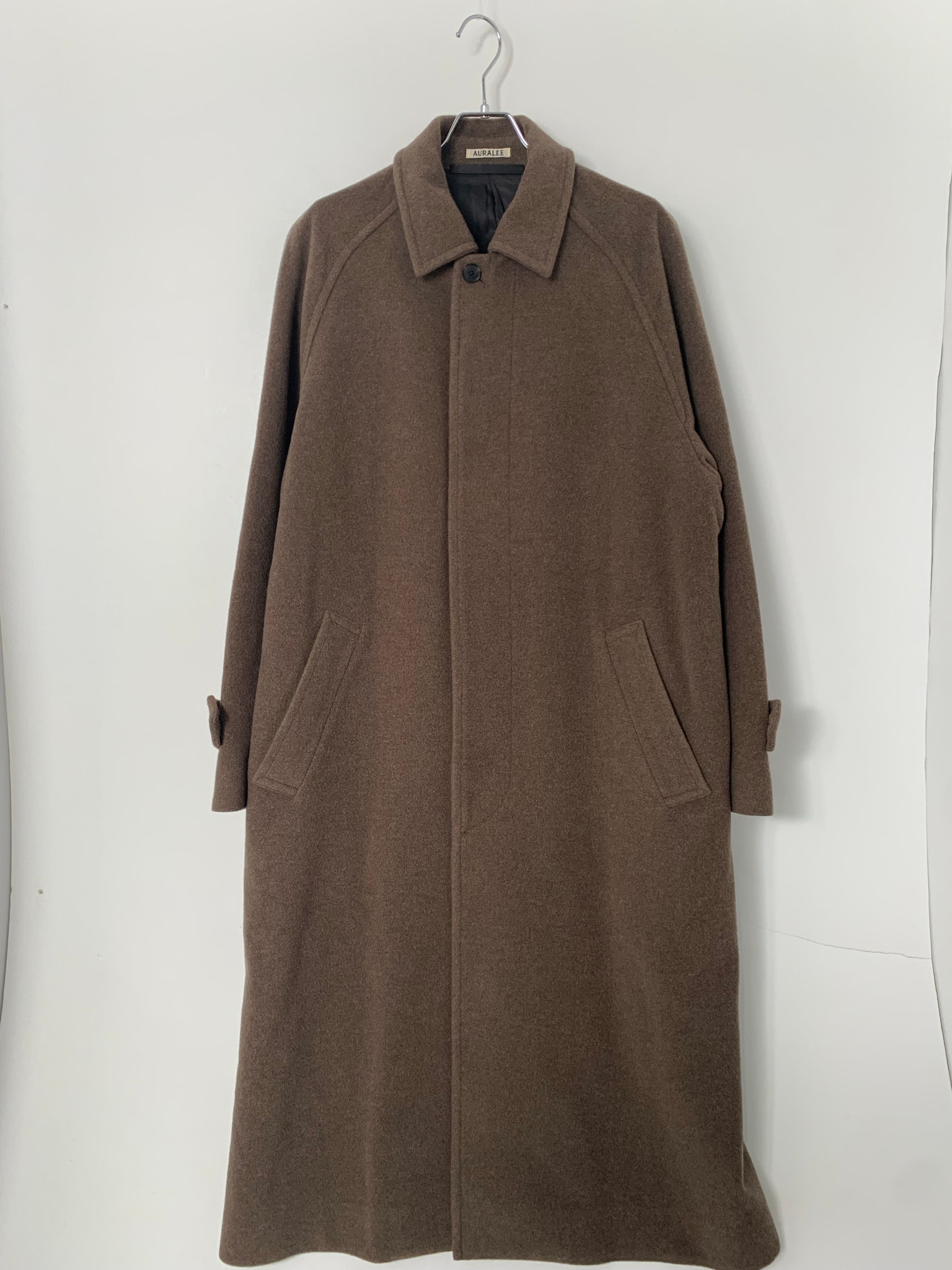 AURALEE Super Fine Wool Mosser Soutien Collar Coat "Top Brown"