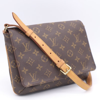 LOUIS VUITTON ルイ・ヴィトン モノグラム ミュゼット タンゴ ショート M51257 ショルダーバッグ ブラウン ベージュ コーティングキャンバス レザー レディース