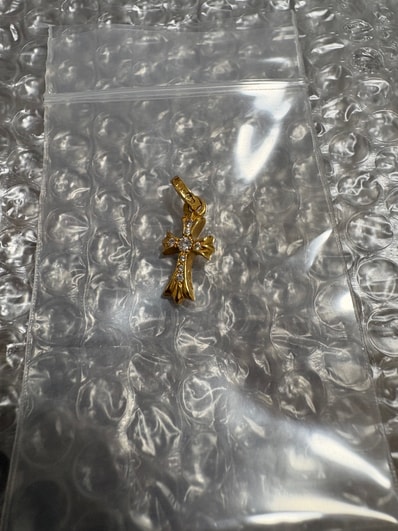 Chrome Hearts 22K CH Cross Baby Fat Charm with Pave Diamond "Yellow Gold"