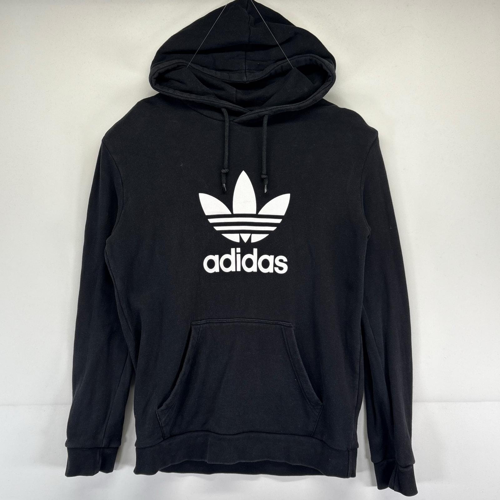 古着 アディダス adidas パーカー トレフォイルロゴプリント トレーナー プルオーバー  ブラック メンズ