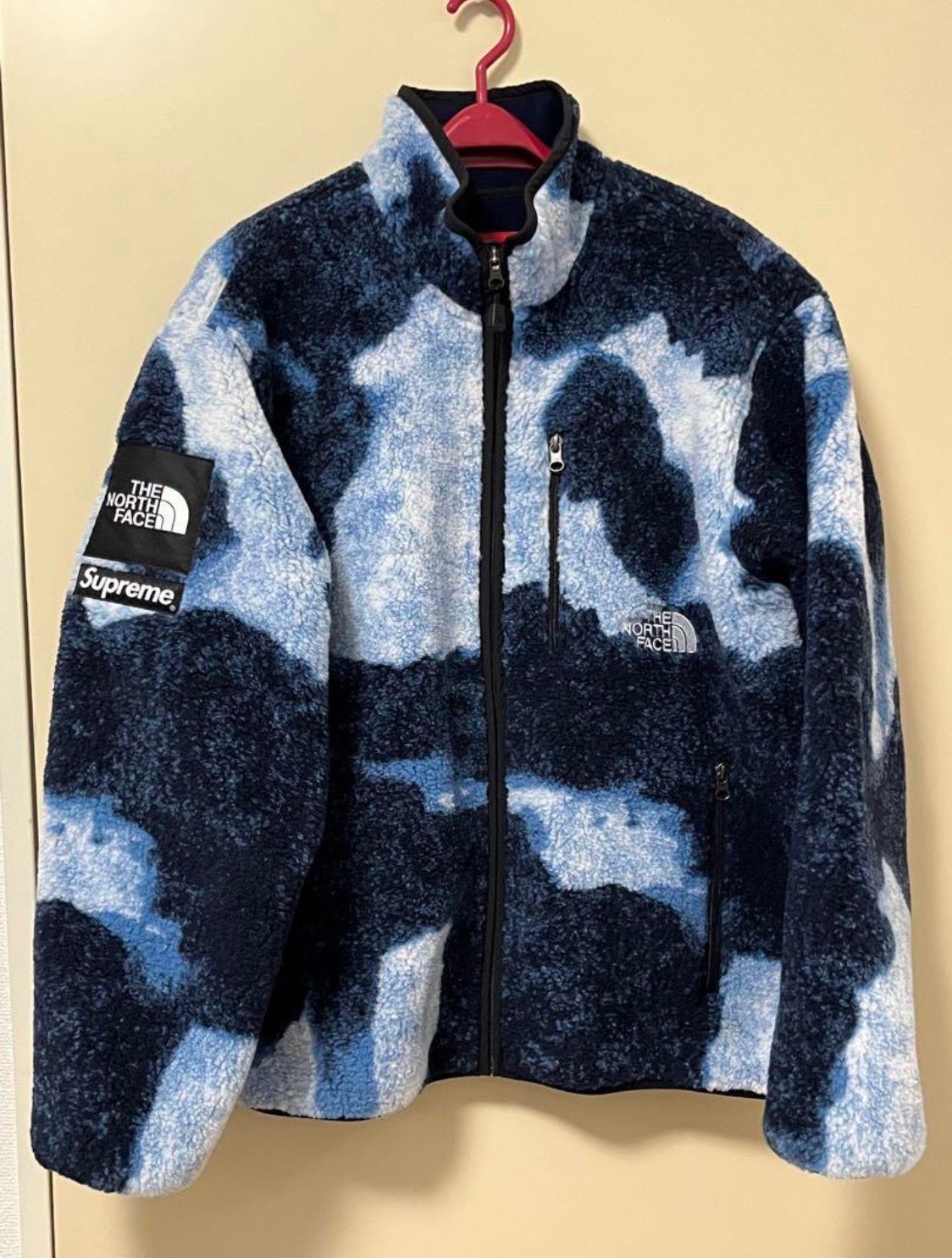 Supreme x The North Face Bleached Denim Print Fleece Jacket "Indigo"