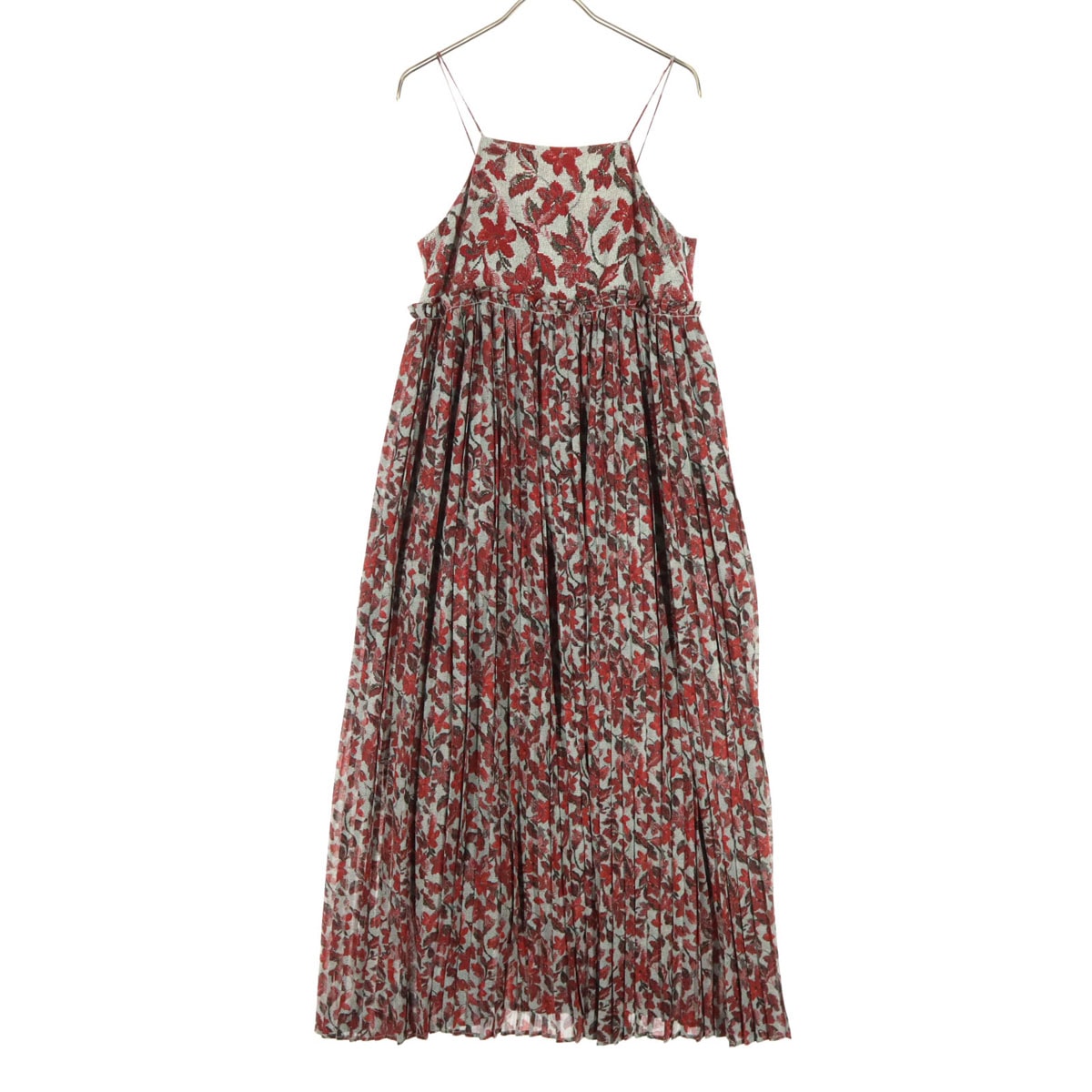 美品 CLANE クラネ 総柄 花柄 ノースリーブ キャミワンピース 1 グレー系