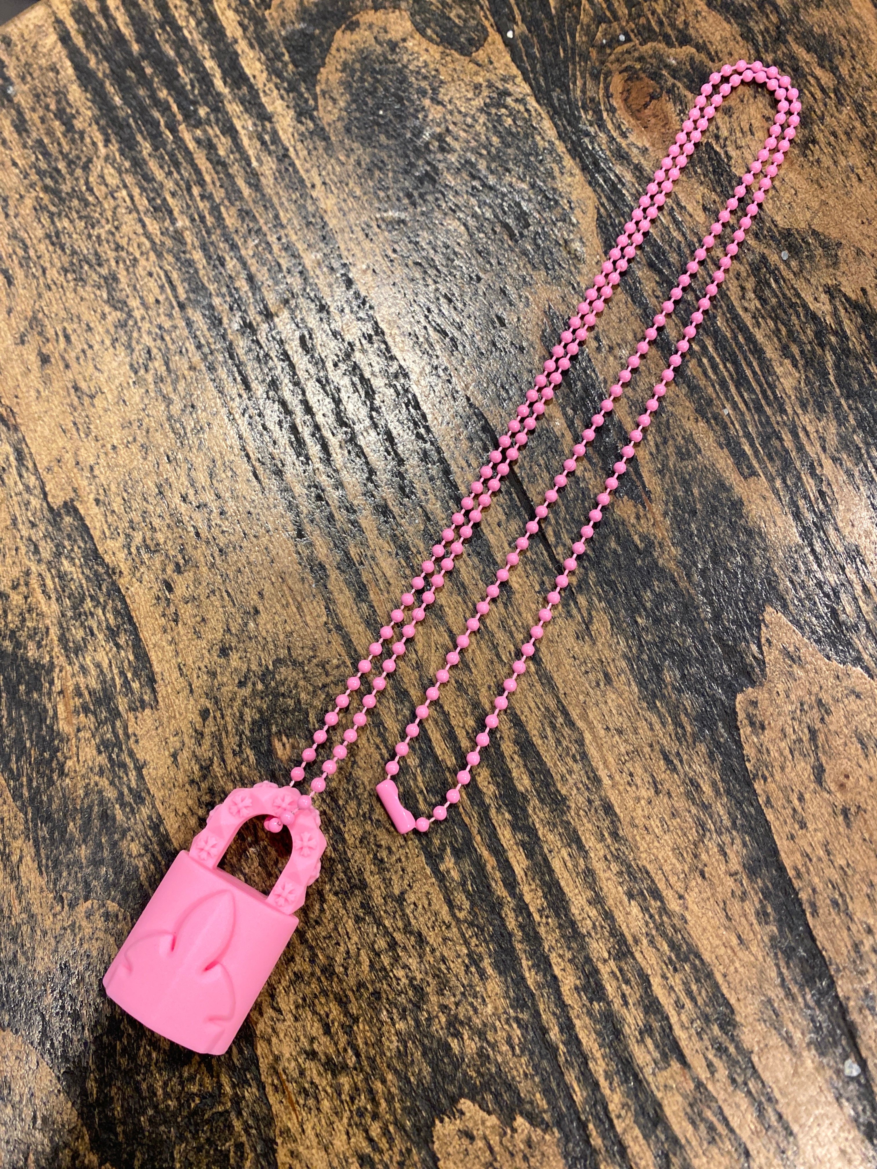 Chrome Hearts Rubber Padlock Fleur Knee Silicone Necklace "Pink"