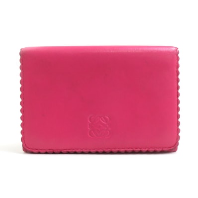 ロエベ LOEWE カードケース レザー マゼンタ レディース【中古】 r11431