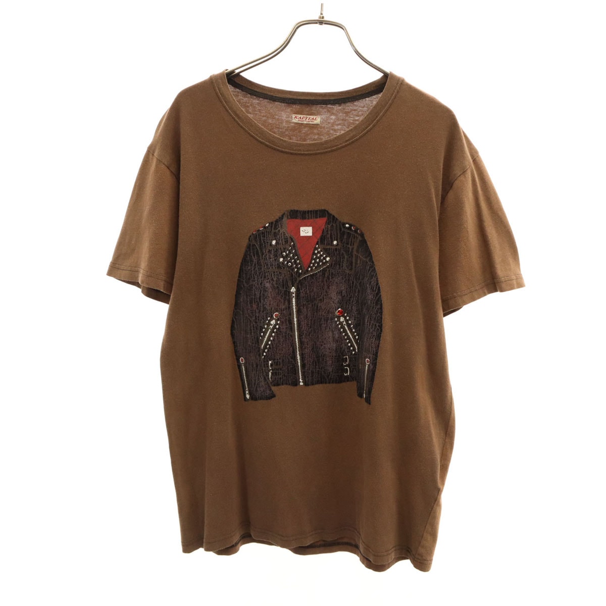 KAPITAL キャピタル 日本製 ライダースプリント 半袖 Tシャツ 2 ブラウン