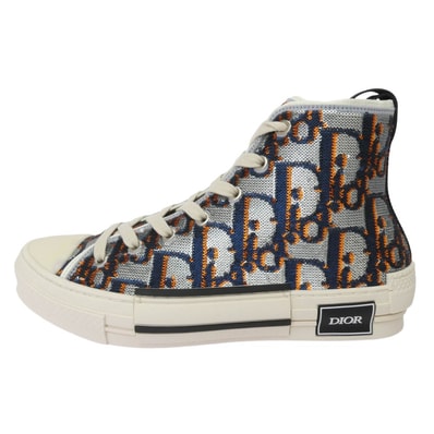 Christian Dior クリスチャンディオール スニーカー 3SH129Z0Y B23 オブリーク ロゴ 総柄 ハイカット スニーカー シルバー系 41【極上美品】【中古】