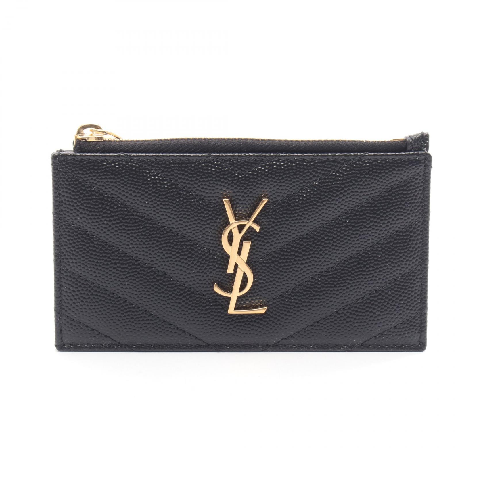 サンローランパリ SAINT LAURENT PARIS モノグラム フラグメント ジップカードケース コインケース 財布 レザー レディース ブラック系 607915BOW011000 【新品】