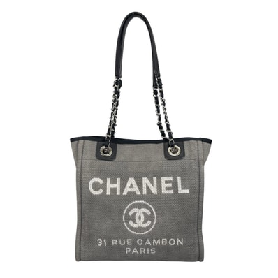 シャネル ドーヴィルPM トートバッグ キャンバス A66939 グレー レディース CHANEL 中古