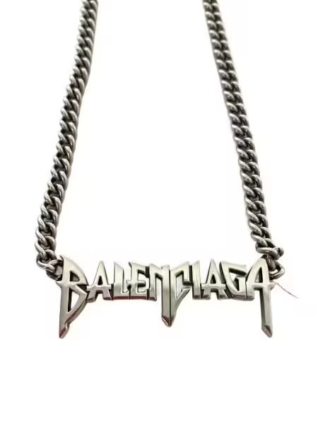BALENCIAGA Typo Metal Necklace "Silver"