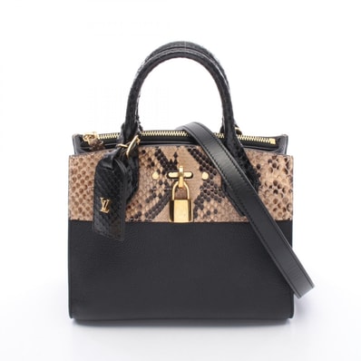 ルイ・ヴィトン LOUIS VUITTON シティ スティーマーMINI ノワール 2WAY ハンドバッグ バッグ レザー エキゾチックレザー ベージュ レディース ブラック系 / ベージュ系 / ブラウン系 N96097 【中古】