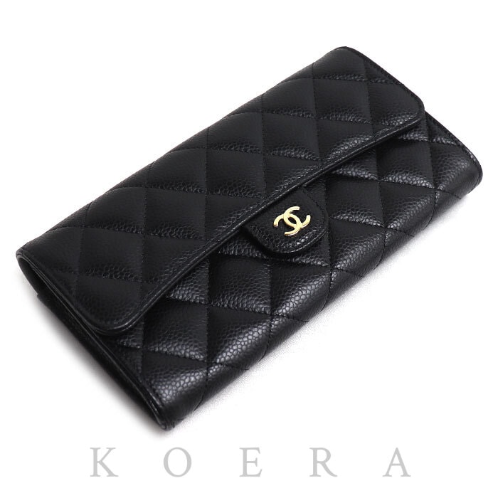 CHANEL シャネル マトラッセ クラシック ロング フラップウォレット 長財布 ブラック AP0241 レディース【中古】【美品】