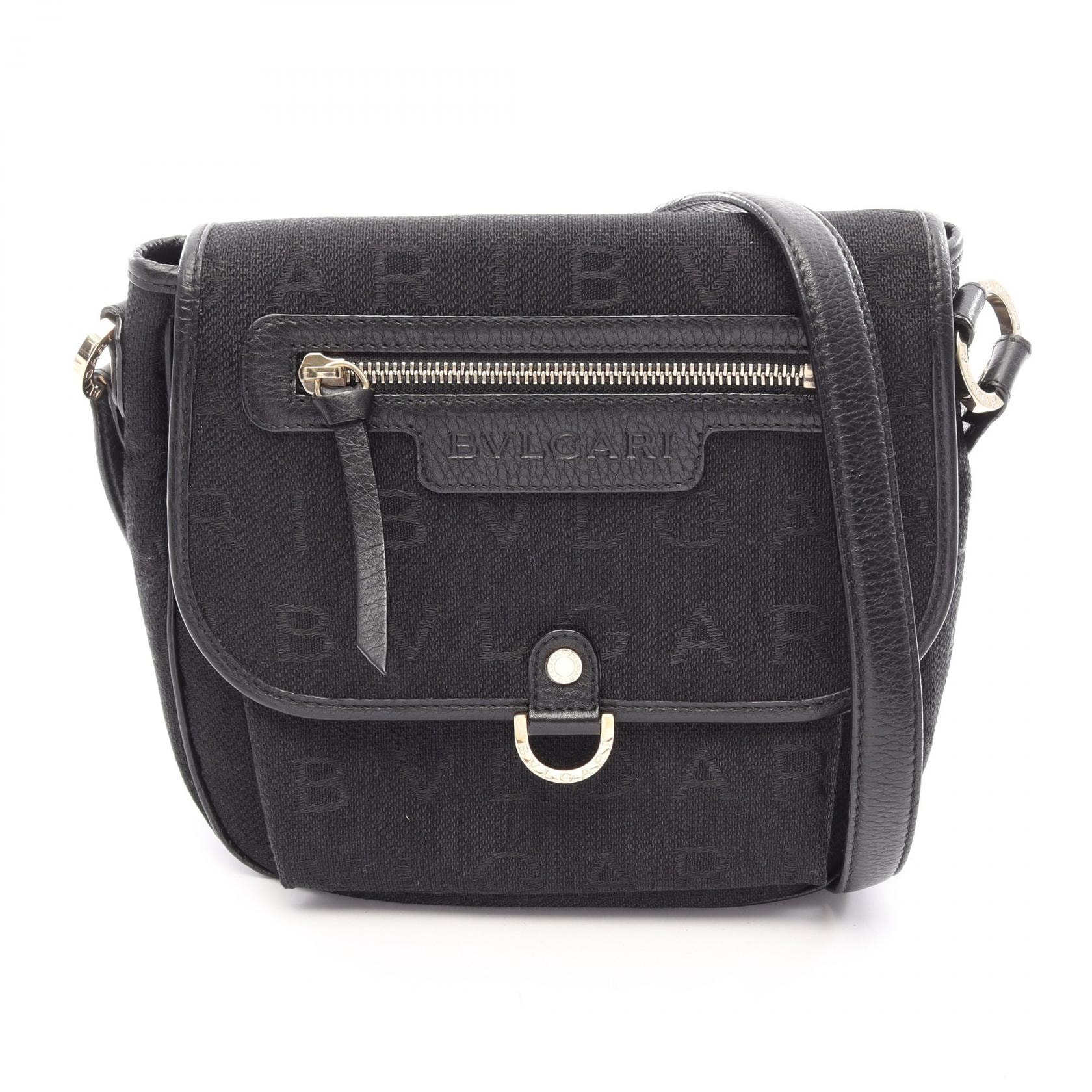 ブルガリ BVLGARI マキシレッタレ ショルダーバッグ バッグ キャンバス レザー レディース ブラック系 【中古】