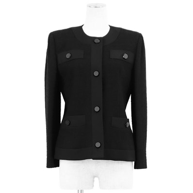 SALE【美品】GIVENCHY ジバンシィ ツイード ジャケット サイズ 8 レディース ノーカラー アウター ブラック 黒