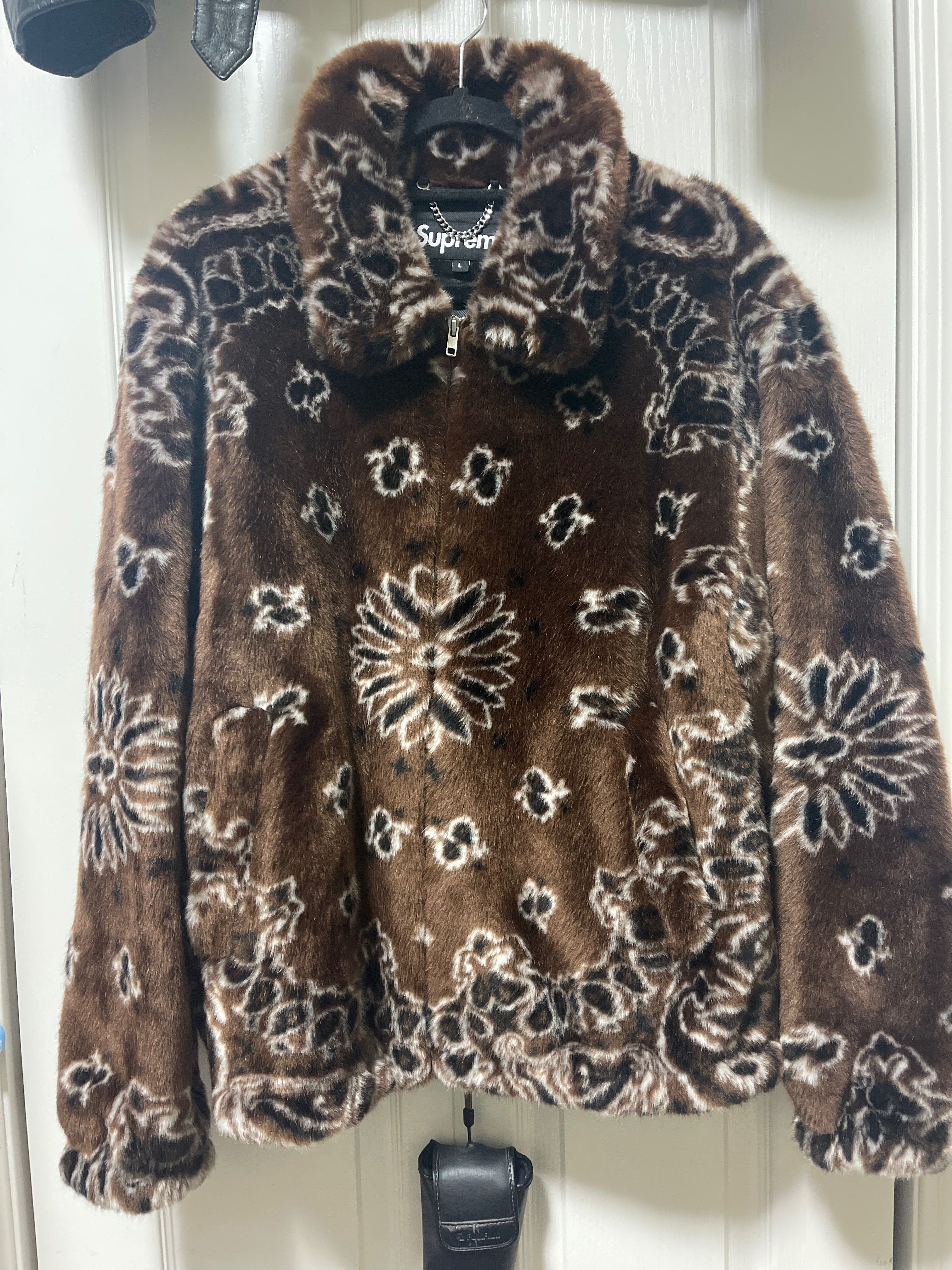 Supreme Bandana Faux Fur Bomber Jacket "Brown"