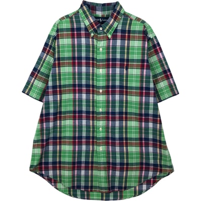 古着 ラルフローレン Ralph Lauren CLASSIC FIT クラシックフィット マドラスチェック 半袖 ボタンダウン チェックシャツ メンズL相当/eaa641166