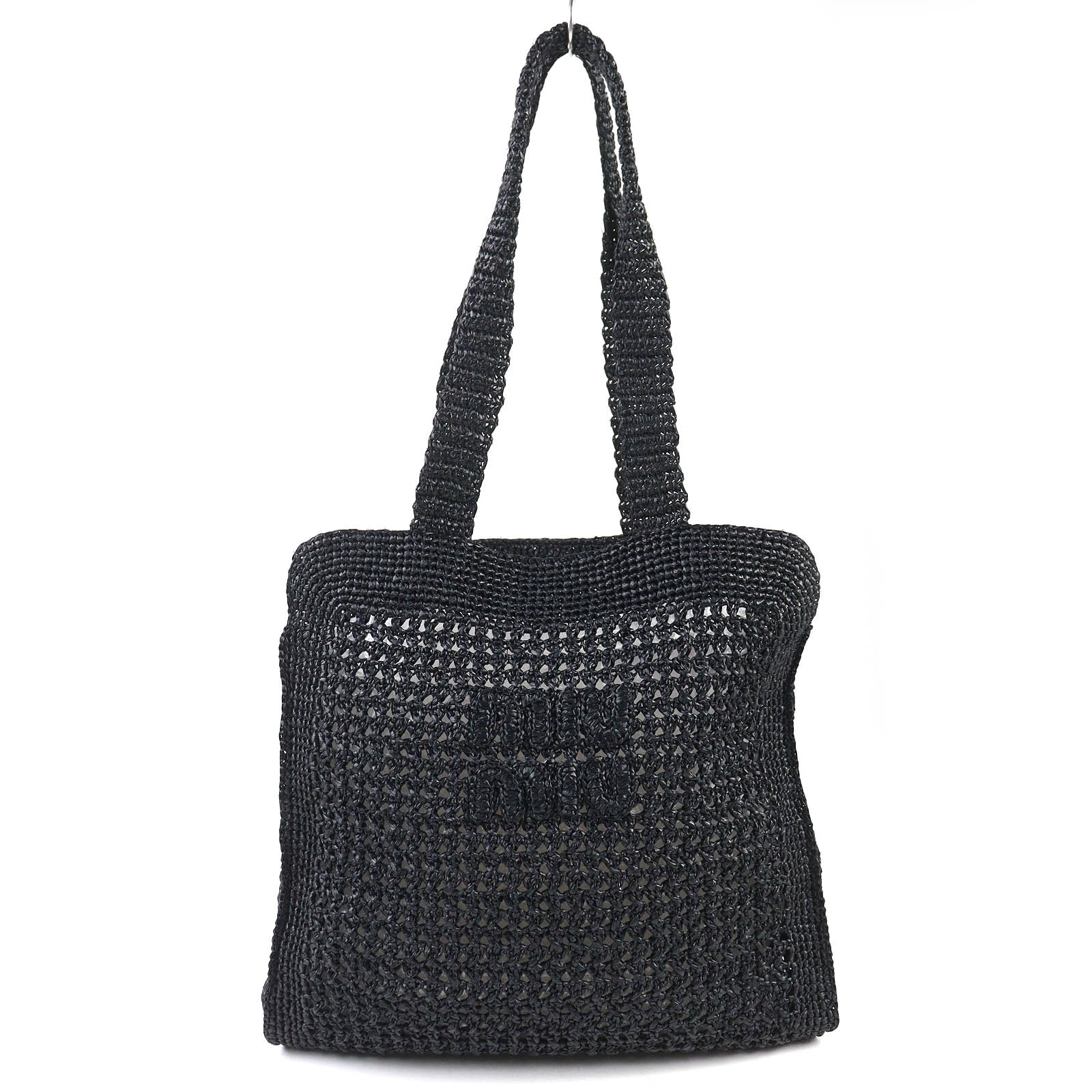 極美品 ミュウミュウ ロゴ クロシェ トートバッグ かごバッグ 5BG230