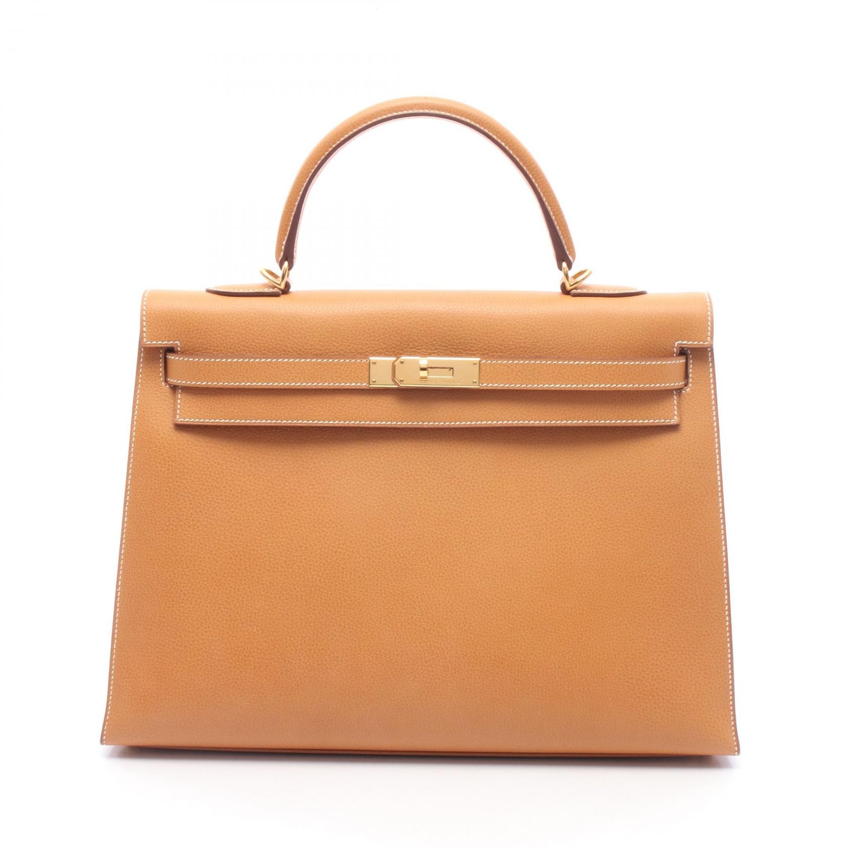 エルメス HERMES ケリー35 外縫い 2WAY ハンドバッグ バッグ レザー ヴァッシュリエジュ ナチュラル □H刻印(2004年製造) レディース ブラウン系 【中古】