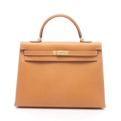 エルメス HERMES ケリー35 外縫い 2WAY ハンドバッグ バッグ レザー ヴァッシュリエジュ ナチュラル □H刻印(2004年製造) レディース ブラウン系 【中古】