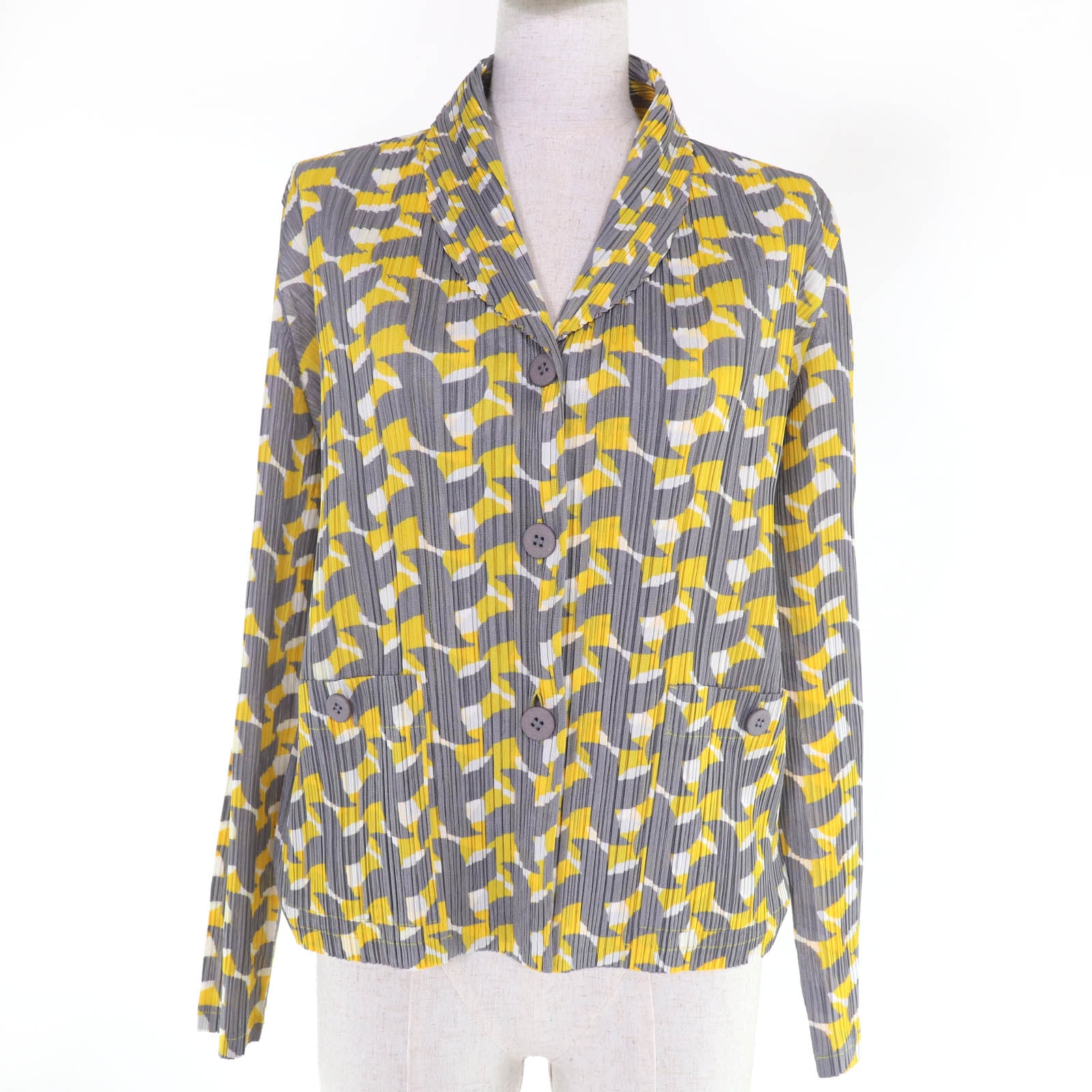 極美品 プリーツプリーズ イッセイミヤケ ジャケット イエロー レディース 3
